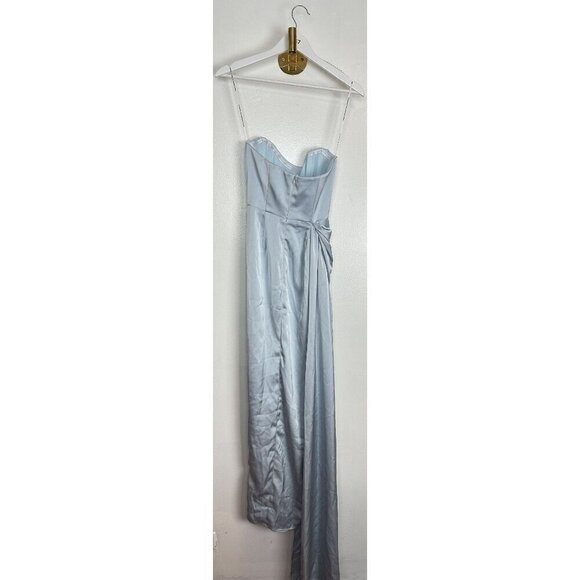 KATIE MAY Bita Strapless Satin Gown in Celestial Blue Size XX-Small - Picture 5 of 9